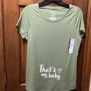 NWTS Time and Tru S 4-6 fresh fern green maternity short sleeve graphic tee